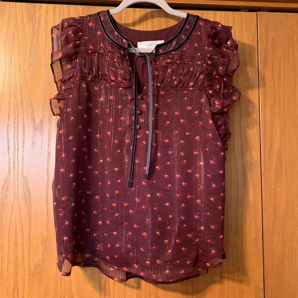 Loft Ruffled Sleeve Blouse Size S